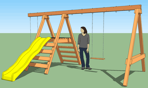 Playhouse Wooden Swing Set Blueprints Wood Swing Playhouse Swing Set Plans Swing Set Lumber Little Tikes