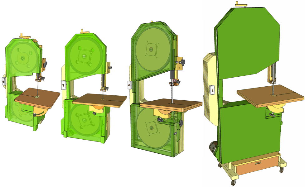 Four sizes bandsaw plans: 14